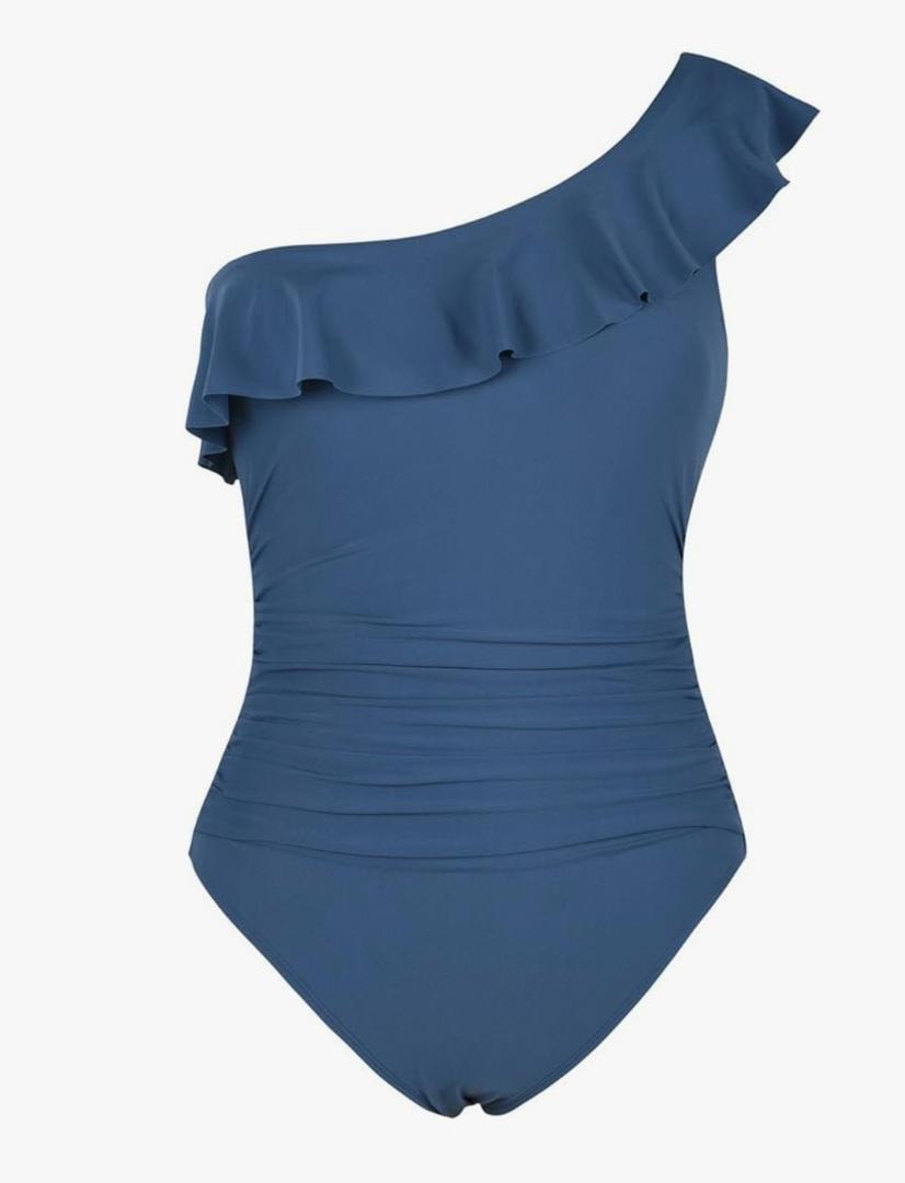 Hilor Swimsuits for Women Cute One Piece Bathing Suits Ruffled One Shoulder Swimsuits Swimwear M