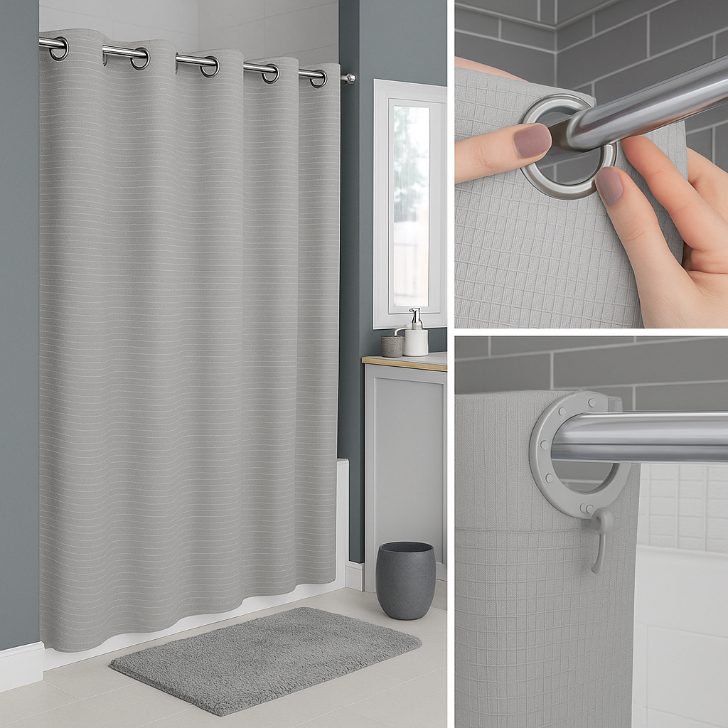 Zenna Home Value InstaCurtain Norwalk Seersucker Fabric Shower Curtain, White, 70 x 74 Inches 