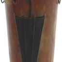 Deco 79 Metal Umbrella Stand with Umbrella Image and Handles, Set of 2 21", 17"H, Brown