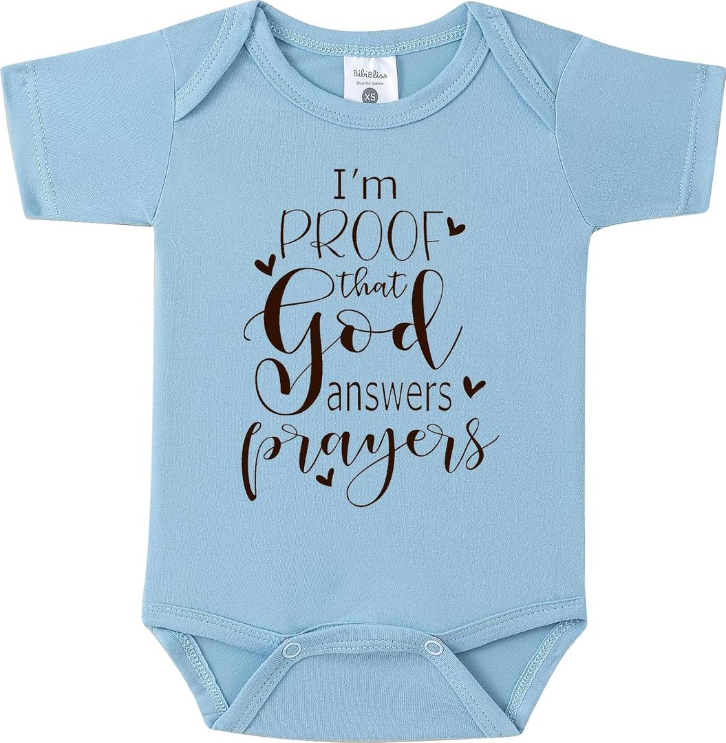 I'm Proof That God Answers Prayers Baby Onesie,Soft 0-3 Months Infant Bodysuit for Pregnancy Reveal or Baptism