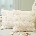GEEORY Fall Pumpkins Soft Plush Pillow Covers, 18 x 18 Inch Set of 2, Fluffy Faux Fur Wool Decorative Farmhouse Cushion Case for Sofa Home Decoration Beige Pumpkin GC020-18