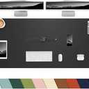 Desk mat Large, Leather Desk Pad Protector, Office Desk Mat, Mouse Pad, Non-Slip Desk Blotter, Laptop Desk Pad, Waterproof Desk Writing Pad for Office & Home (Black,48" x 24")