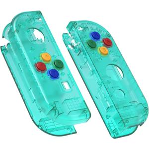 eXtremeRate DIY Replacement Shell Buttons for Nintendo Switch & Switch OLED, Clear Emerald Green Custom Housing Case with Corlorful Button for Joycon Handheld Controller - Console Shell NOT Included