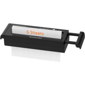 Small Paper Shredder for Home, 6 Sheet Strip Cut Paper Shredder Without Basket,Portable Shredder Extendable Arm Design with Overheat Protection for Home Office (11.69*4.29*2.28inch)