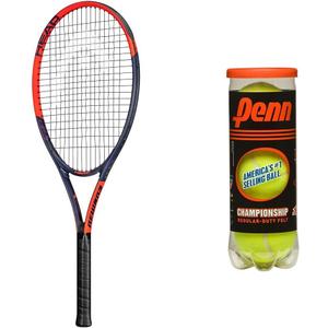 HEAD Ti. Reward Pre-Strung 27 in. Tennis Racquet, Red & Penn Championship- Regular Duty Felt Pressurized Tennis Balls - 1 Can, 3 Balls