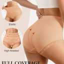 Women's Underwear 4 Pack Cotton High Waisted Ladies Panties with Lace 4-Way Stretch Comfortable Full Coverage (Medium)