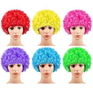 6 Pieces Neon Clown Wig Fluffy Colorful Afro Puff Wigs Synthetic 70s 80s 90s Cosplay for Adult Men Women Mardi Gras Costume Party Favors (Stylish Colors)