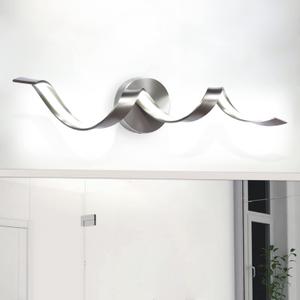 Dimmable Modern LED Bathroom Vanity Light 24 inch, 15W Spiral Design Brushed Nickel Bathroom Light Fixtures Over Mirror, Wall Sconces Lighting for Living Room Bedroom 6000K