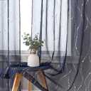 SMILE WEAVER Navy Sheer Curtains for Living Room 95 Inch Long,Rod Pocket Light Filtering Curtain-Lightweight Voile Transparent Semi Sheer Window Drapes for Bedroom/Kitchen,Set of 2 Panels