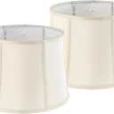 GOSO 14 Inch Square Drum Lamp Shades Set of 2 Large, Cream Peach Lamp Shade for Floor Lamps Table Lampshade Replacement,12x14x10 IN (Spider) Natural Fabric Faux Silk Elegant & Art Deco -Easy Assembly