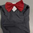 Cute Dog Fleece Sweater with D-Ring, Fall Winter Dog Clothes Tuxedo Costume with Bowtie, Soft Puppy Sweatshirt Chihuahua Yorkie Apparel Poodle Outfits for Small Medium Large Dogs(Grey,L) (L (Chest 17.7" Back 12.6"))