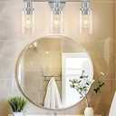 DLLT 3-Light Bathroom Light Fixtures: Chrome Modern Vanity Lights with Clear Glass Shade - Bathroom Wall Lamp for Mirror Kitchen Living Room