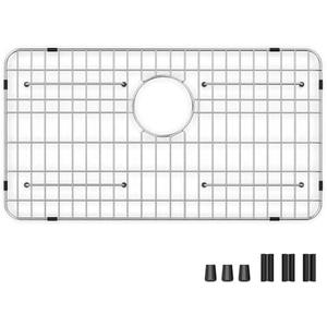 Stainless Steel Sink Grid and Protectors for Bottom of Kitchen Sink, 26" x 14" with Rear Drain for Single Sink Bowl (26" X 14 1/16")