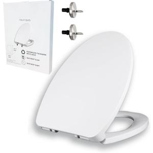 YNR Toilet Seat with Slow Close Hinges, Standard Elongated Toilet Seat with Non-slip Seat Bumpers, Easy to Install & Clean, Heavy Duty PP Material, Fits All Toilet Brands (Y6)