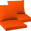 Outdoor Seat Cushion Set 19 x 19 In, Water-Resistant & Fade-Resistan, Patio Furniture Cushions with Removable Cover Deep Seat & Back Cushion with Handle and Adjustable Straps for Chair Sofa, 2 packs, 19*19*3+19*17inch, Orange