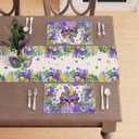 3 x XCHI Mask Cat Iris Fleur De Lis Flowers Mardi Gras Placemats Set of 4 Carnival Table Mats for Masquerade Party Home Kitchen Dining Table Decorations 12x18 Inch