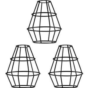 Pendant light shades, Wall Lamp Shades, Vintage Metal Wire Lamp Shades, Farmhouse Style Lighting Cage Shades, DIY, Set of 3