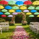 Eccliy Decorative Street Umbrella for Hanging 35.5 Inch Macaron Color Stick Umbrellas for Outdoor Wedding Birthday Party Decor Photo Booth Props Garden Street Commercial Decoration