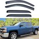 Tape On Rain Guards Window Visors for 2014-2018 Chevrolet(Chevy) Silverado & GMC Sierra 1500, 2015-2019 2500HD 3500HD Crew Cab,4pcs Smoke Side Vent Visor Window Deflectors Vent Guard Shade Sun