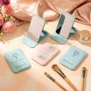 8 x Novabright 8 Pack Bridesmaid Proposal Compact Mirrors, Floral Engraved Folding Makeup Pocket Mirror Set for Women, Bridal Shower Bachelorette Party Wedding Favors Gifts(Blue, White)