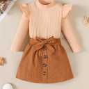 Baby Girl Clothes Sets: 2 Piece Ruffle Sleeve Tops Mini Skirts Sets Fall Winter Outfits for Toddler 9 Months-5 Years