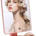 COSMIRROR Lighted Makeup Vanity Mirror with 10X Magnifying Mirror, 21 LED Lighted Mirror with Touch Sensor Dimming, 180° Adjustable Rotation, Dual Power Supply, Portable Cosmetic Mirror (Rose Gold)