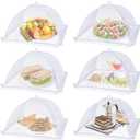 Large Food Cover,6 Pack Mesh Food Tent,17"x17",White Nylon Covers,Pop-Up Umbrella Screen Tents,Patio Net for Outdoor Camping, Picnics, Parties,BBQ,Collapsible and Reusable