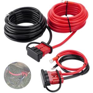 24 FT Quick Disconnect Winch Power Cable, 6 Gauge 6 AWG Copper Wiring, Heavy Duty Quick Disconnect Cables