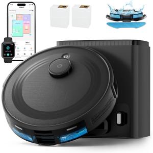 Lefant LiDAR Robot Vacuum and Mop Combo,75-Days Self-Emptying,6000Pa Powerful Scution,Multi-Floor Mapping, No-Go Zones,140 Min Runtime,2.4G/5G WiFi/Alexa/APP/iWatch,M2 Plus Black