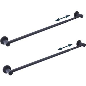 18-31.5 inches Adjustable Magnetic Curtain Rod for Metal Door, Magnetic Towel Bar Holder for Kitchen Refrigerator, Magnet Flip Calendar Chart Rod for Whiteboard, Black, 2 Pack