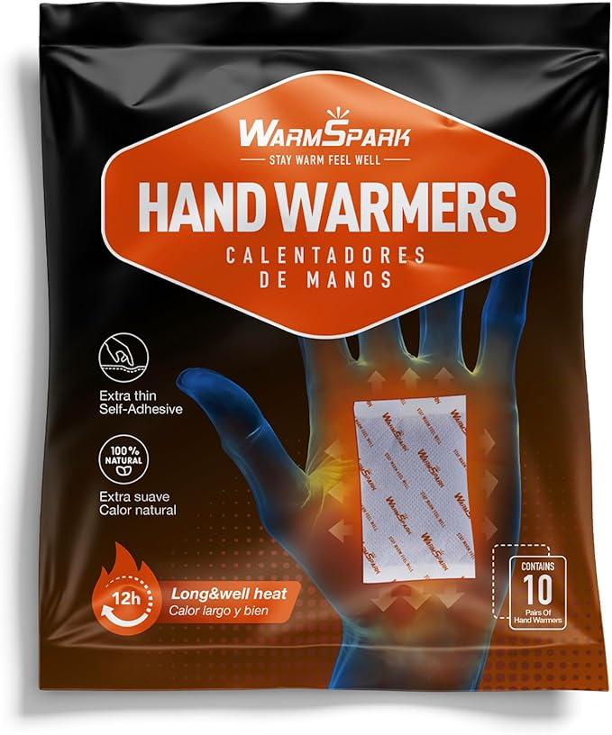 Hand Warmers Disposable Single Use Air Activated Heat Packs for Hands, Toes and Body - Up to 12 Hours of Heat - WarmSpark, 2 Packs