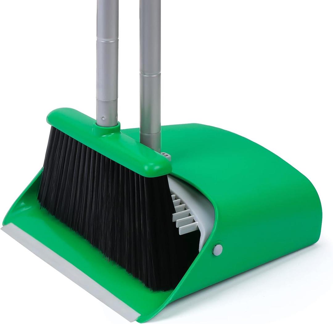 TreeLen Broom and Dustpan Set - Simplify Cleaning Your Home Ktichen Office with Ease (Green)