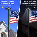 20FT Black Flag Pole Kit with Solar Light in Ground, 12 Gauge Extra Thick Aluminum Flagpole with 3x5 TearProof Embroidered American Flag and 126 LED Light