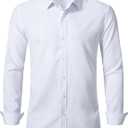 BEILU Stretch Mens Slim Fit Dress Shirts Formal Long Sleeve Button Down Shirts
