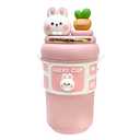 MiOYOOW Kawaii Insulated Water Bottle, 550ML Cute Cartoon Drink Bottle with Straw, Stainless Steel Travel Mug Cup for Hot & Cold Drinks