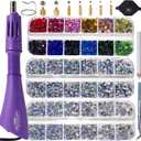 GLOCTO bedazzler kit with Rhinestones hot fix applicator Tool with 5,000 Pieces of Rhinestones, Three gem Sizes and Various Tips, Perfect for Adding Sparkle to Clothing, Fabric, and Craft Projects