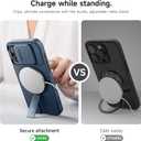 SURITCH for iPhone 15 Pro Max Case with Magnetic Camera Slide Cover and Adjustable Kickstand, Compatible with MagSafe, Shockproof Bumper Case Slim Protective Cover 6.7 Inch, Blue