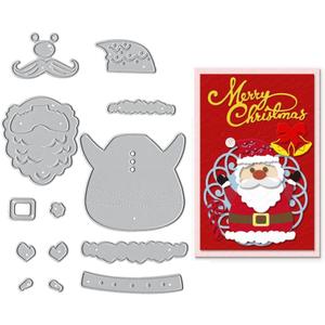 Christmas Santa Claus Die Cuts for Card Making, Merry Christmas Cutting Dies Sets Xmas Santa Dies Embossing Template for Scrapbooking DIY Cards Photo Album Craft Decorations (CD-LJ-211105-Santa words)