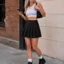 Shestellar Women Pleated Mini Skirt, High Waisted A-Line Skirt with Elastic Waist for Casual Wear (Black, XXXL)