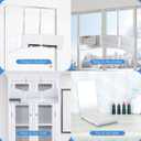 HIEEY 3 Way 360 Trifold Mirror with LED, Height Adjustable Telescoping Hooks,and 5X Magnification for Makeup,Hair Cutting/Styling (White)