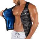 Kewlioo Men's Heat Trapping Zipper Sweat Enhancing Vest - Sauna Suit Shirt Compression Vest Shapewear Top for Gym Exercise 2XL/3XL