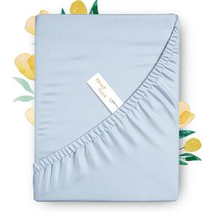 Carressa Linen 100% Egyptian Cotton Deep Pocket Twin XL Fitted Sheet Only - 800 Thread Count Luxury Hotel Cotton Fitted Sheet, Sateen Weave Cooling Bottom, Fits Mattress up to 18 in - Sky Blue