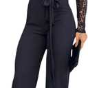 CHICME Womens Dressy Jumpsuits Casual One Piece Outfits Off Shoulder Lace Trim Overalls Straight Leg Pants (Black)