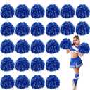 VAIPI 24 PCS Pom Poms Cheerleading Metallic Foil Cheer Pompoms with Plastic Handle for Cheerleader Squad Spirit Sports Tournament, Cheering Party,Homecoming Game,Pep Rally,Parade (Blue)