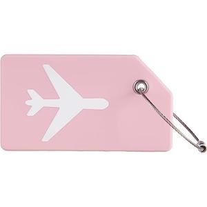 Gostwo Silicone Initial Luggage Tag for Suitcases Travel Essentials | Pink, Personalized Airplane Name Tag, TSA Approved, Stainless Loop, Privacy Protection, Luggage Identifiers Accessories