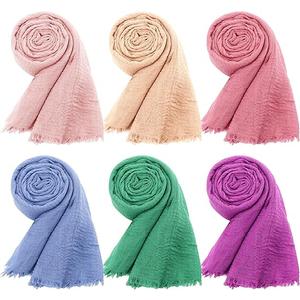 Geyoga 5 Pcs Women Scarf Shawl Hijab Scarfs Cotton Blend Shawl Crinkle Wrap Head for Seasons, Bright Colors (Pink missing)