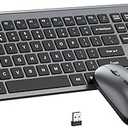 Wireless Keyboard and Mouse Combo, Full Size Keyboard and Mouse, Long Battery Life, Optical Mouse, 2.4G LagFree Cordless Mice Keyboard Set Ultra Slim Design for Computer, Laptop, PC, Mac, Windows