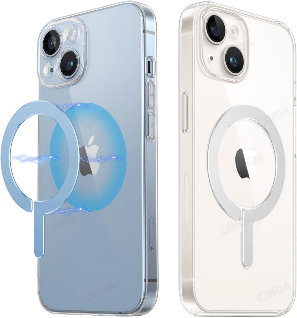 Magnetic Ring Sticker Metal Plate for Magsafe Premium Ultra-Thin Universal Conversion Adapter Kit for Phone Case,Wireless Charger, Car Mount, Wallet, Power Bank,2 Pack (Blue)