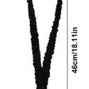 lasuroa Stretchy Scrunchie Lanyard for ID Badges Keys, Teacher Neck Lanyard with Secure Clip Soft Elastic Keychain Card Holder for Women Nurse Doctor (Black) (Black, M)