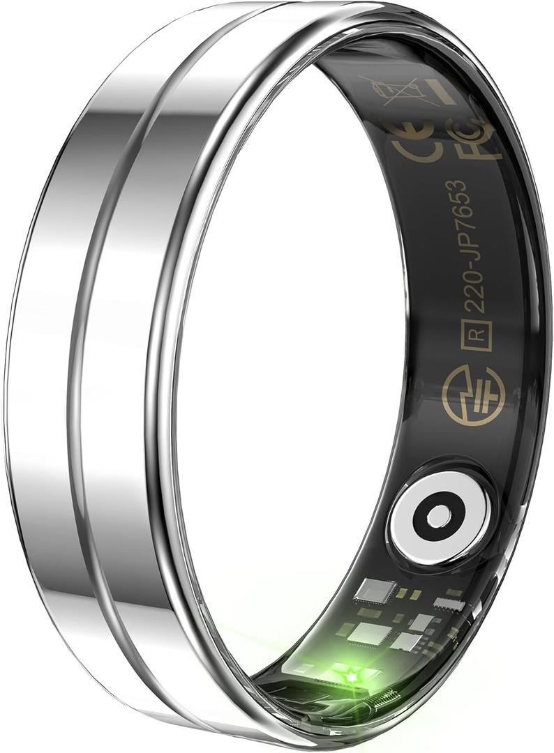 Smart Ring for Men Women Ultra Thin Fitness Ring Heart Rate Monitor Sleep Ring Health Tracker Pedometer Step Counter Smart Rings for Android & iOS (9, SILVER)